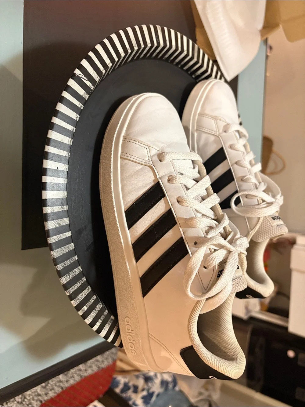 adidas White and Black Low-Top Sneakers - Picture 3 of 6